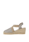 Toni Pons Triton Shimmering Espadrille Low Wedge Sandals, Platinum Silver