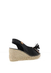 Toni Pons Laila Leather Peep Toe Tassel Espadrille Sandals, Black