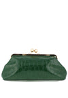 TOPSHOP Gretchen Faux Patent Croc Clutch Bag, Green