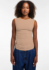 TOPSHOP Guri Striped Ruched Side Vest Top, Orange