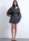 TOPSHOP Talia Pleated Mini Skirt, Grey