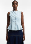 TOPSHOP Lea Denim Seam Detail Top, Light Blue
