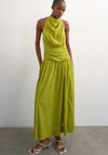TOPSHOP Claudia Grid Print Low Back Maxi Dress, Green