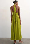 TOPSHOP Claudia Grid Print Low Back Maxi Dress, Green