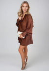 TOPSHOP Laura Wrap Mini Shirt Dress, Brown