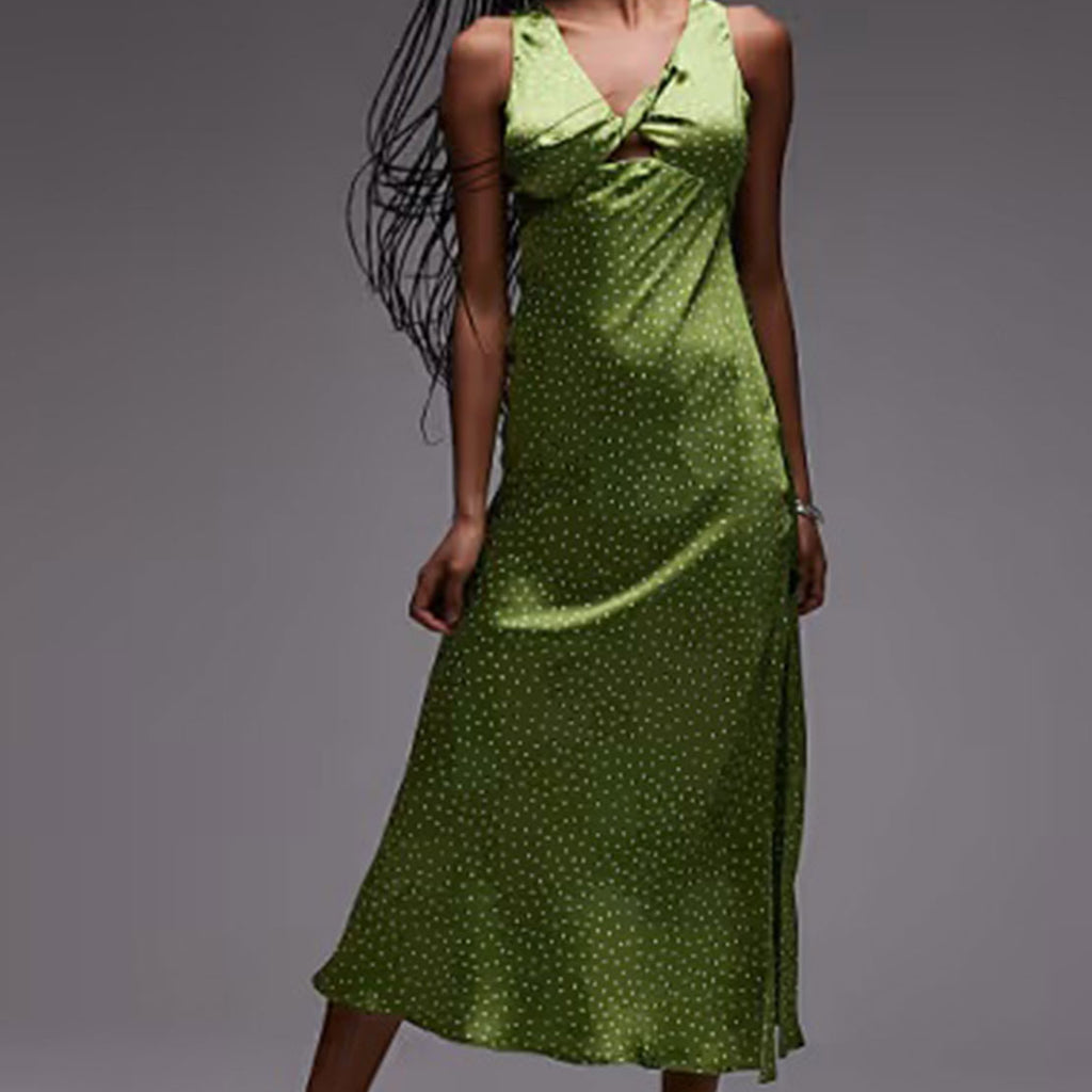 TOPSHOP Twist Front Midi Dress, Green - McElhinneys