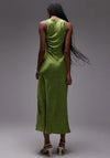 Topshop twist front midi dress in olive polka dot