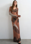 TOPSHOP Ide Sheer Knit Maxi Dress, Orange Multi