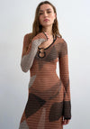 TOPSHOP Ide Sheer Knit Maxi Dress, Orange Multi