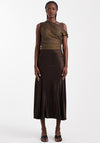 TOPSHOP Maya Satin Midi Skirt, Brown