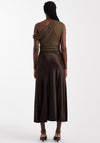 TOPSHOP Maya Satin Midi Skirt, Brown