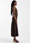 TOPSHOP Maya Satin Midi Skirt, Brown
