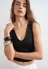 TOPSHOP My V Neck Ruched Vest Top, Black