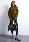TOPSHOP Saturn Ring Slouch Shoulder Bag, Brown