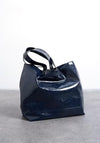 TOPSHOP Troy Faux Patent Distressed Shopper Bag, Navy