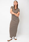 Topshop maxi stripe polo dress in chocolate brown