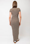 Topshop maxi stripe polo dress in chocolate brown