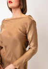 TOPSHOP Carla Satin Cowl Back Mini Dress, Brown