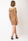 TOPSHOP Carla Satin Cowl Back Mini Dress, Brown