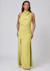 TOPSHOP Gry Halterneck Split Hem Long Dress, Lime Green