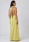 TOPSHOP Gry Halterneck Split Hem Long Dress, Lime Green