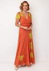 TOPSHOP Noa Lace Detail Chiffon Maxi Dress, Rust Orange