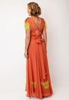 TOPSHOP Noa Lace Detail Chiffon Maxi Dress, Rust Orange