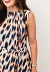 TOPSHOP Meg Mesh Asymmetric Midi Dress, Brown Multi