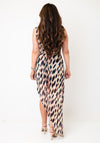 TOPSHOP Meg Mesh Asymmetric Midi Dress, Brown Multi