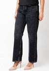 TOPSHOP Ember Low Rise Wide Led Jeans, Black Denim