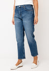 TOPSHOP High Waist Straight Leg Denim Jeans, Blue