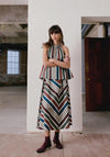 TOPSHOP Striped Elasticated Skirt, Cream Multi