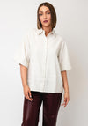 TOPSHOP Oversized Woven Short Sleeve Shirt, Beige