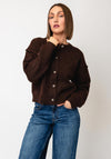 TOPSHOP Lea Round Neck Knitted Cardigan, Brown