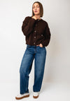 TOPSHOP Lea Round Neck Knitted Cardigan, Brown