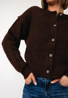 TOPSHOP Lea Round Neck Knitted Cardigan, Brown
