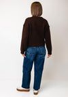 TOPSHOP Lea Round Neck Knitted Cardigan, Brown