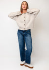 TOPSHOP Lea Round Neck Knitted Cardigan, Beige