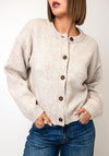 TOPSHOP Lea Round Neck Knitted Cardigan, Beige