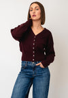 TOPSHOP Compact V Neck Cardigan, Burgundy