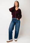 TOPSHOP Compact V Neck Cardigan, Burgundy