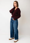 TOPSHOP Compact V Neck Cardigan, Burgundy