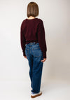 TOPSHOP Compact V Neck Cardigan, Burgundy