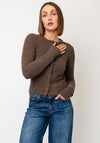 TOPSHOP Sia Button Knit Cardigan, Brown