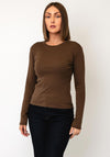 TOPSHOP Everyday Casual Round Neckline Top, Brown