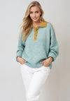 TOPSHOP Macy Contrast Collar Knit Jumper, Blue