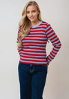 TOPSHOP Java Stripe Long Sleeve Top, Red and Blue