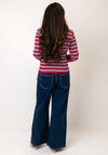 TOPSHOP Java Stripe Long Sleeve Top, Red and Blue