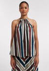 TOPSHOP Striped Halter Neck Top, Cream Multi