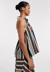 TOPSHOP Striped Halter Neck Top, Cream Multi